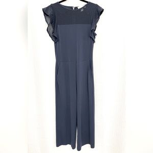 Michael Kors Navy Wide Leg Blue Perforated Jumpsuit